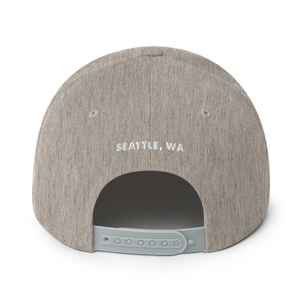 salty shack snapback hat w/white stitch