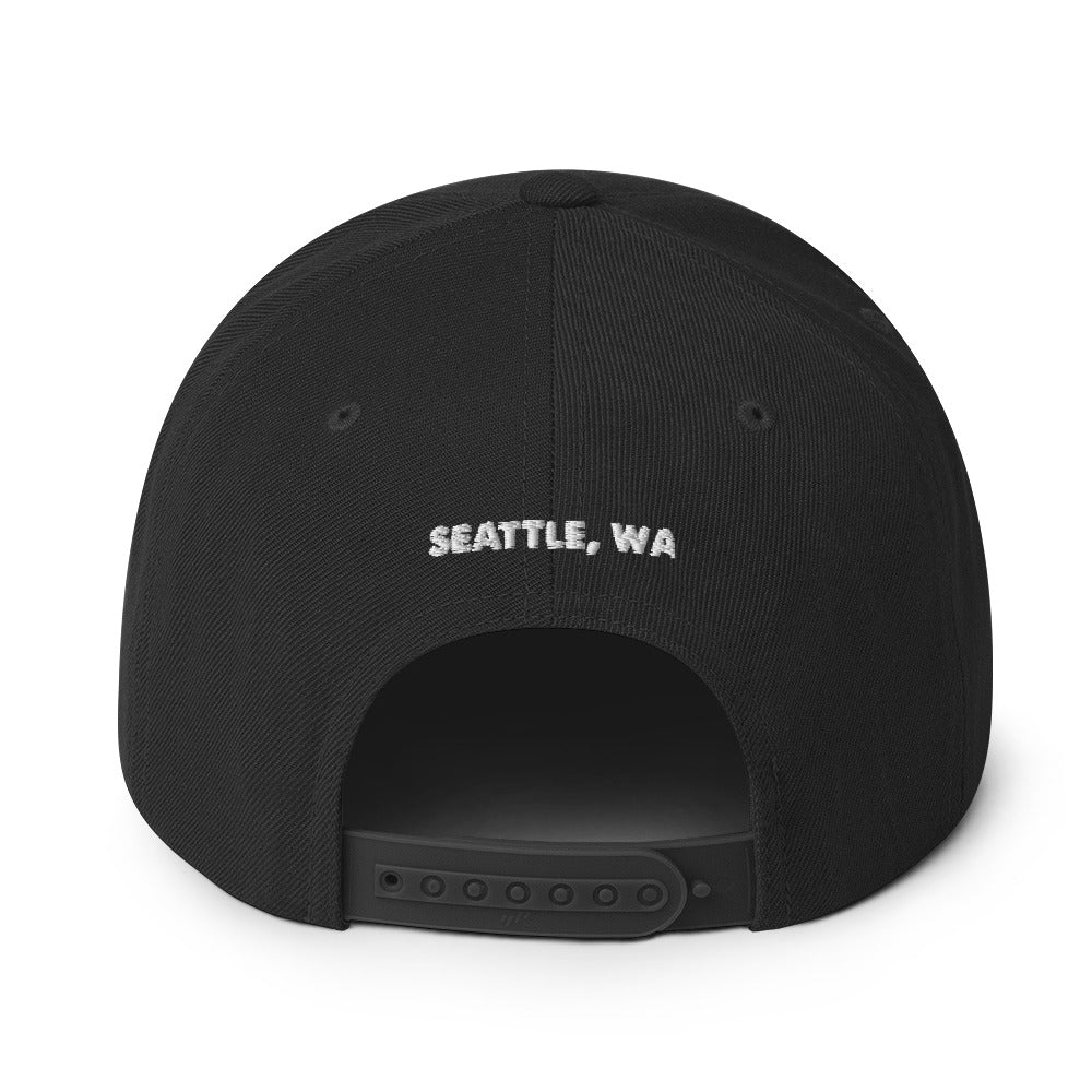 salty shack snapback hat w/white stitch