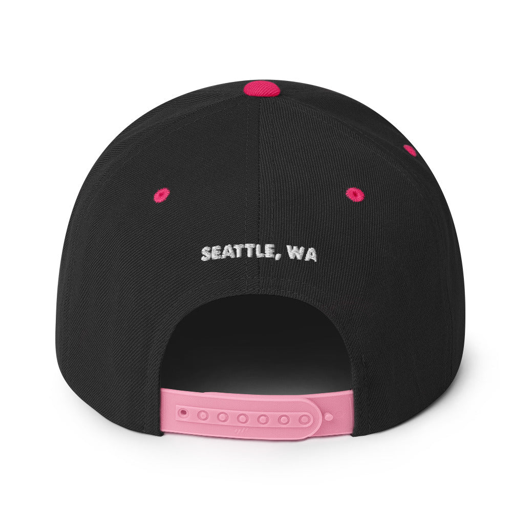 salty shack snapback hat w/white stitch
