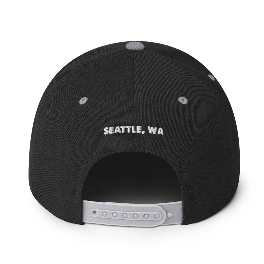 salty shack snapback hat w/white stitch