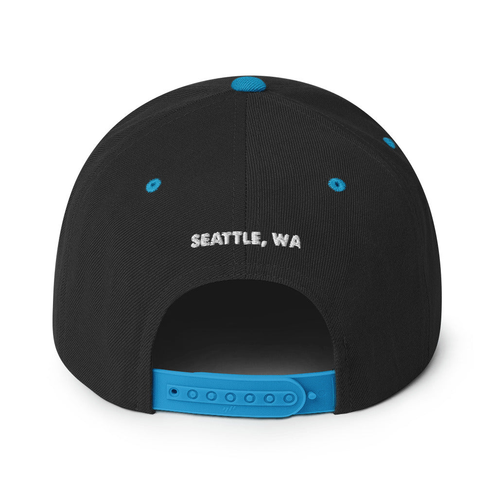 salty shack snapback hat w/white stitch