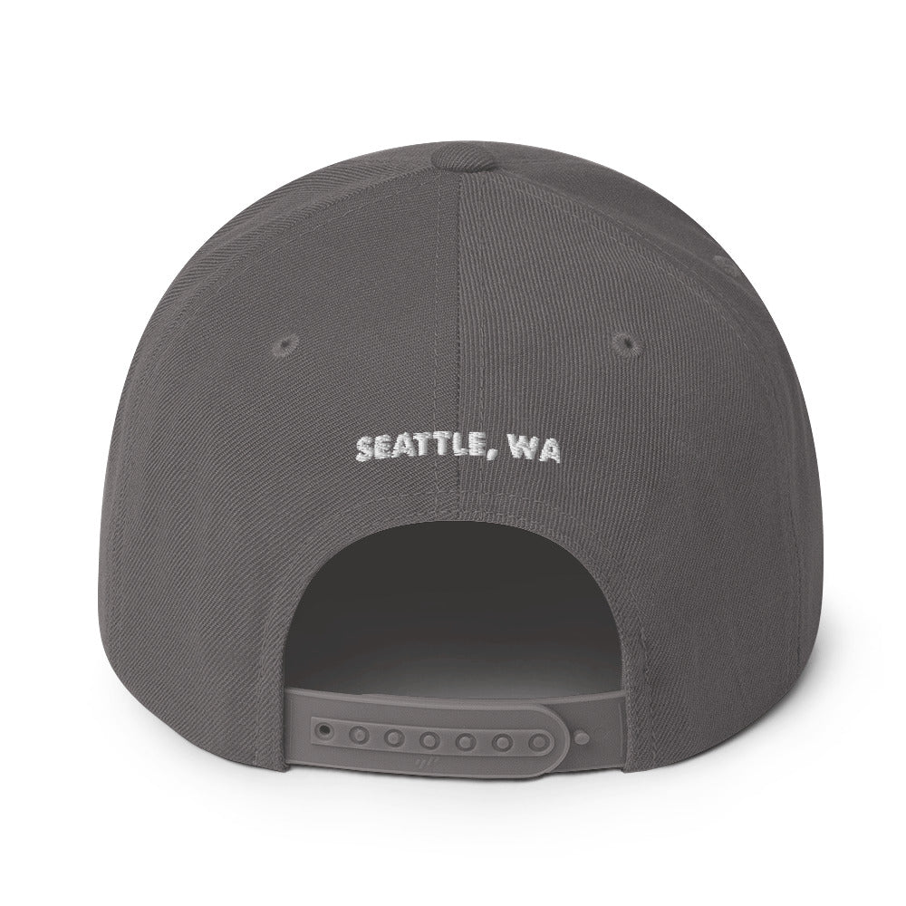 salty shack snapback hat w/white stitch