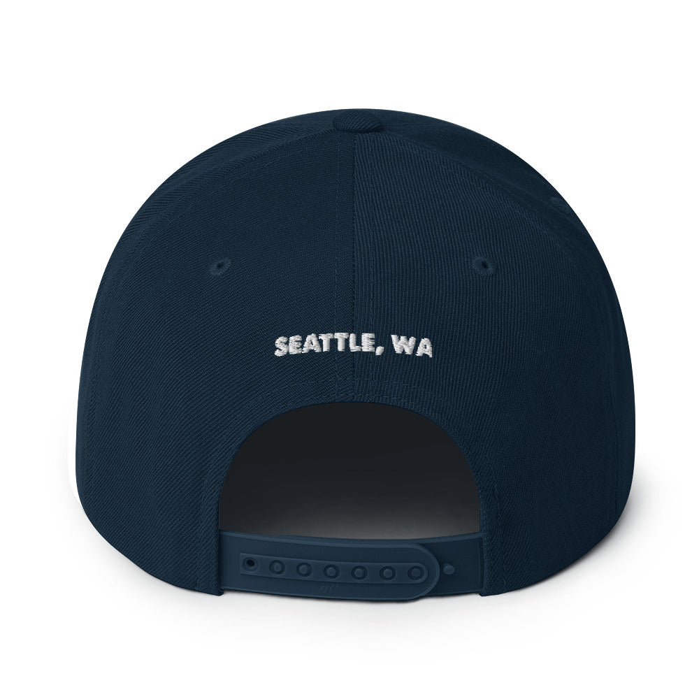 salty shack snapback hat w/white stitch