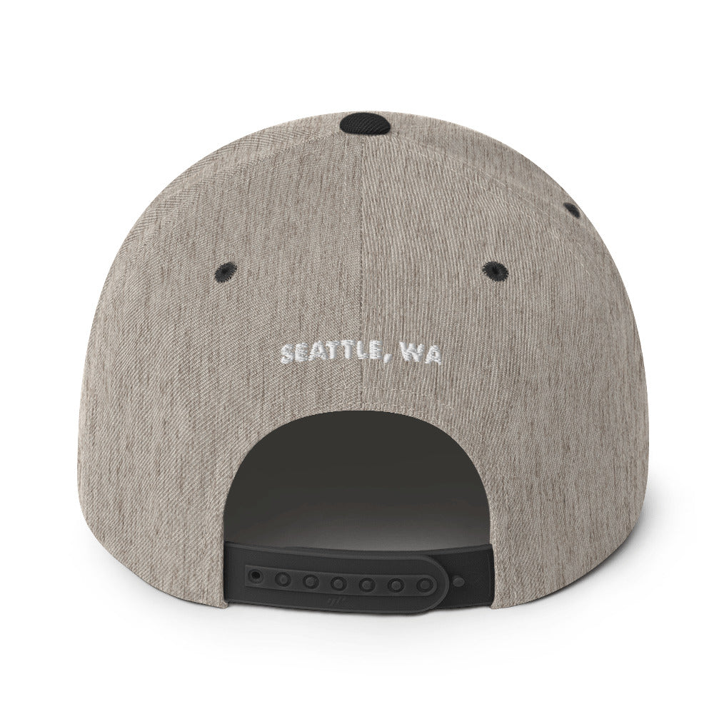 salty shack snapback hat w/white stitch