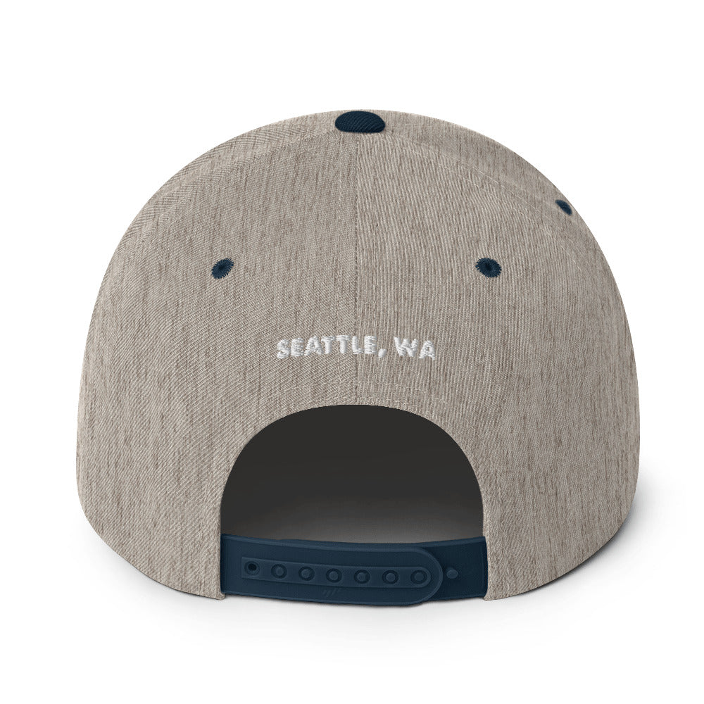 salty shack snapback hat w/white stitch