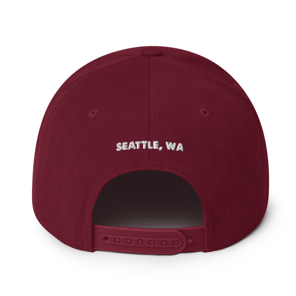 salty shack snapback hat w/white stitch