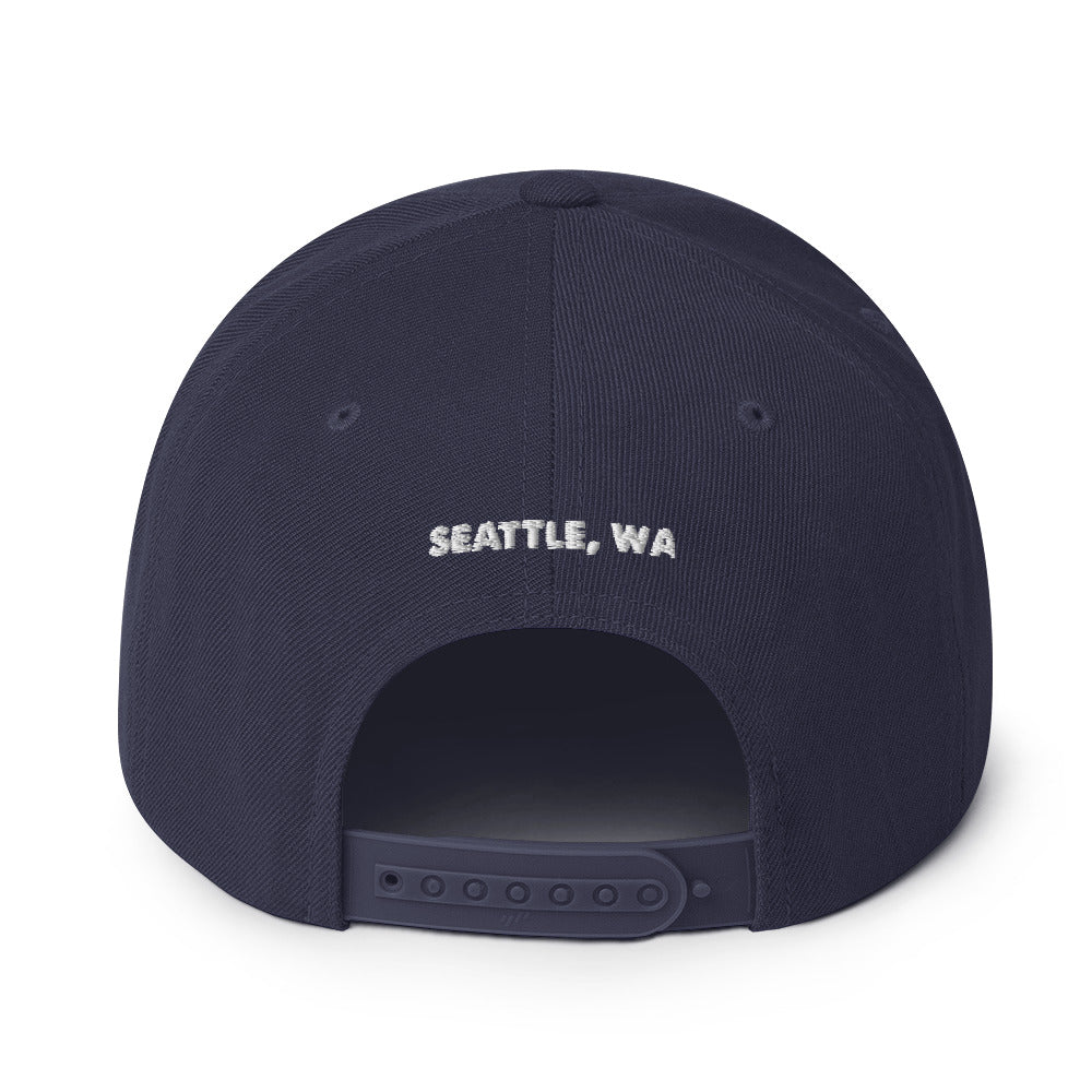 salty shack snapback hat w/white stitch