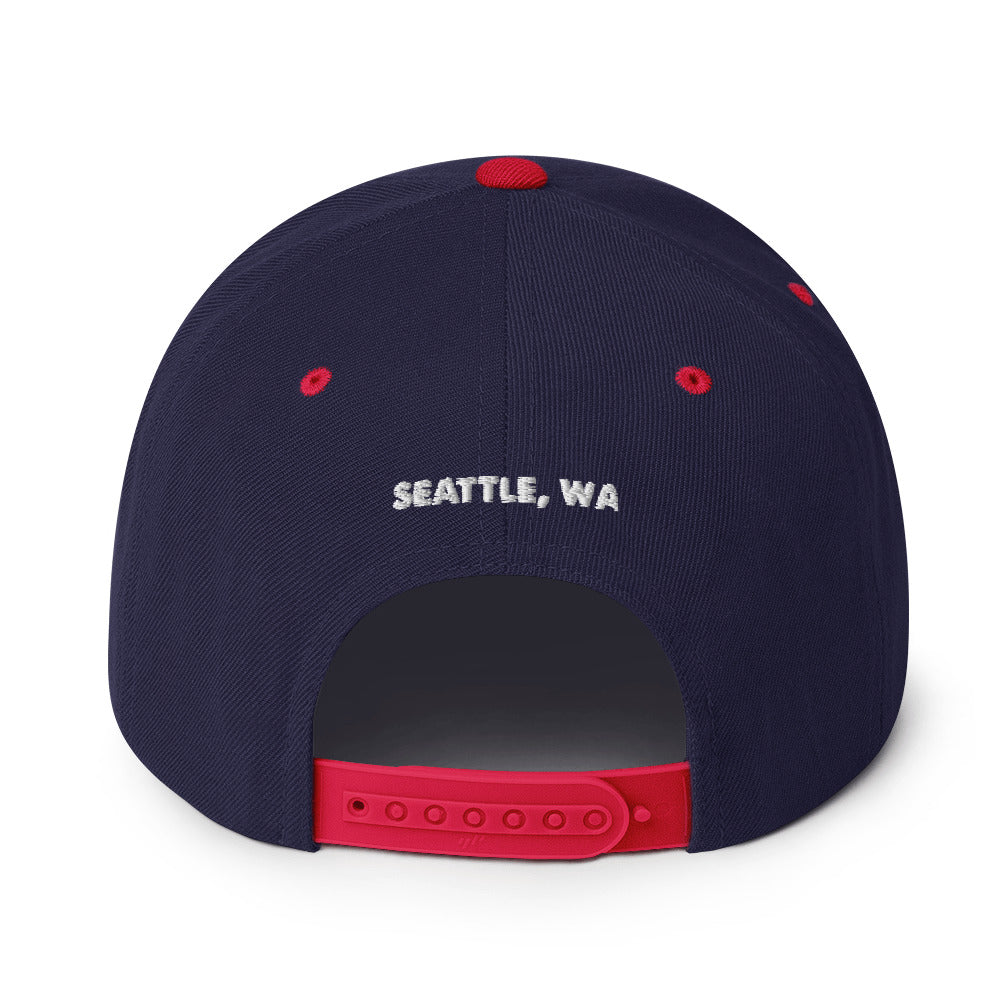 salty shack snapback hat w/white stitch