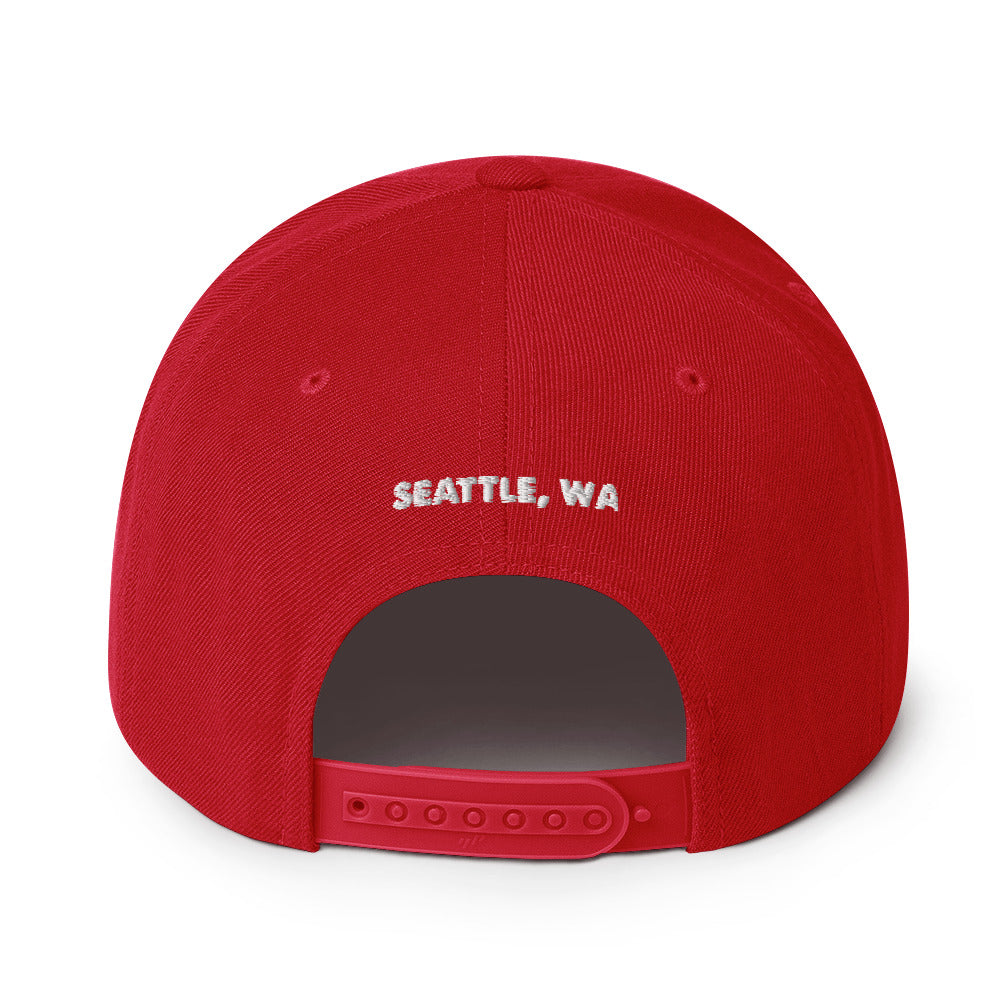 salty shack snapback hat w/white stitch