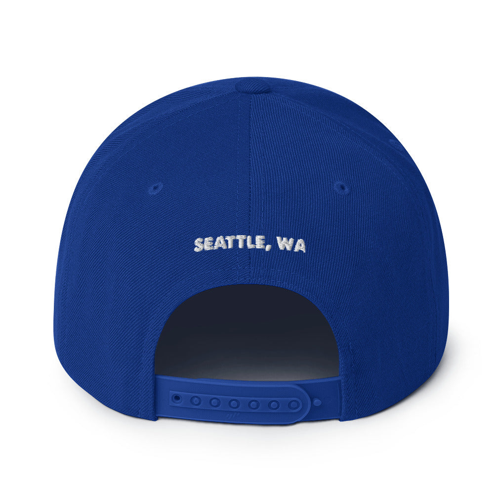 salty shack snapback hat w/white stitch