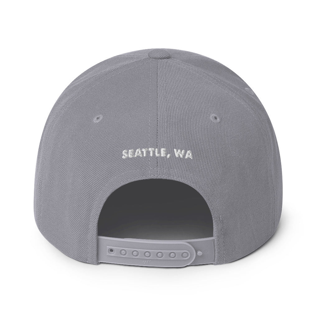 salty shack snapback hat w/white stitch