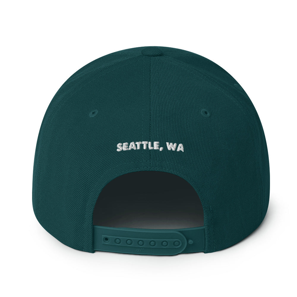 salty shack snapback hat w/white stitch
