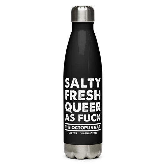 salty fresh queer as fuck water bottle