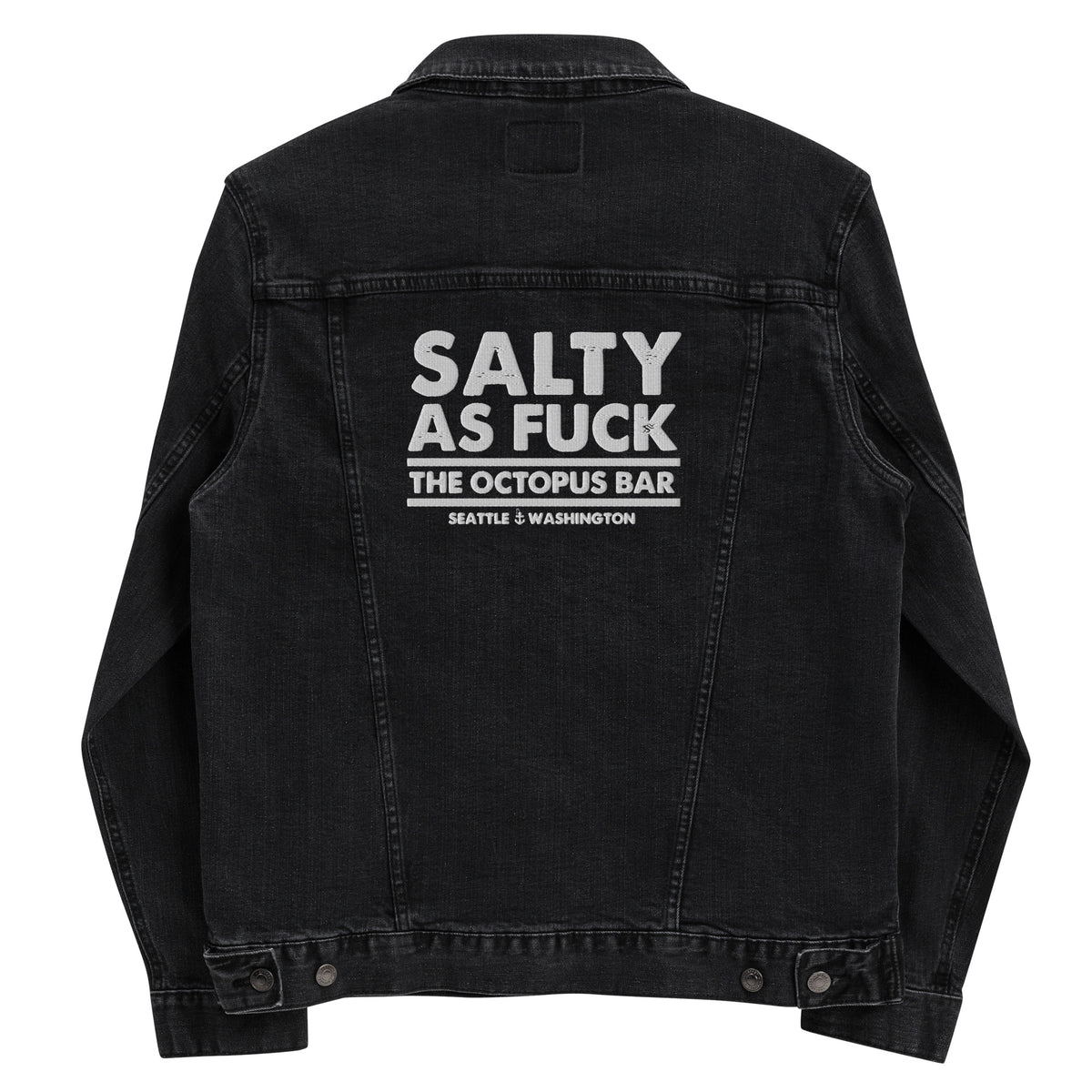 salty as fuck embroidered denim jacket