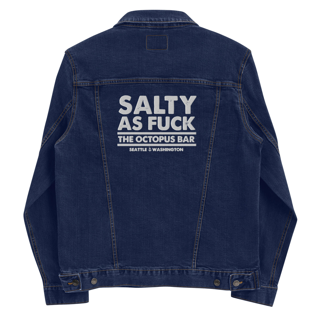 salty as fuck embroidered denim jacket