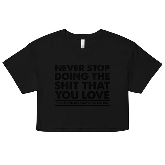 black never stop crop top