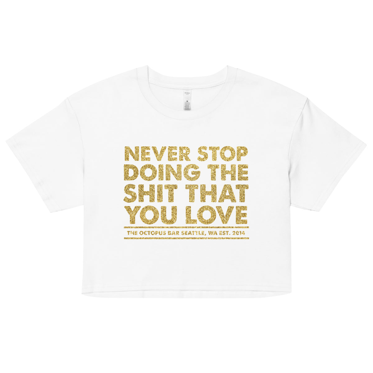 gold never stop crop top