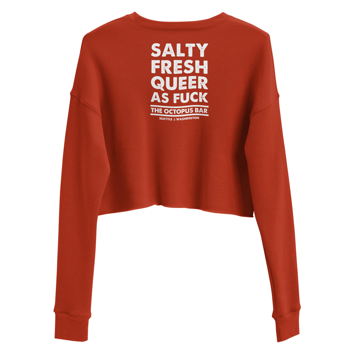 salty fresh queer as fuck crop crewneck